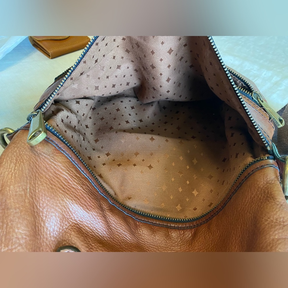 FOSSIL Leather Foldover Shoulder Crossbody Bag Tote Messanger - Picture 5 of 13
